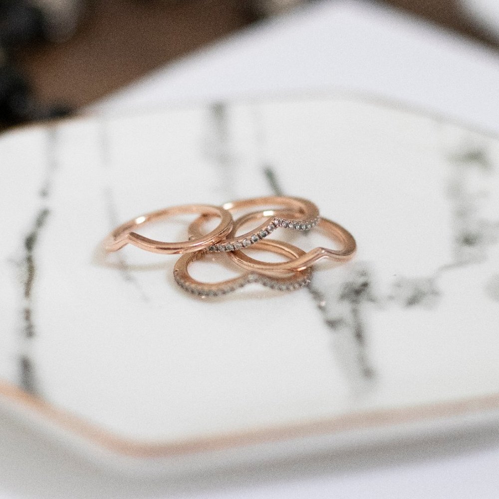 3 PANDORA ROSE GOLD WISHBONE RINGS